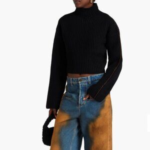 ACNE STUDIOS Cropped ribbed wool turtleneck sweater